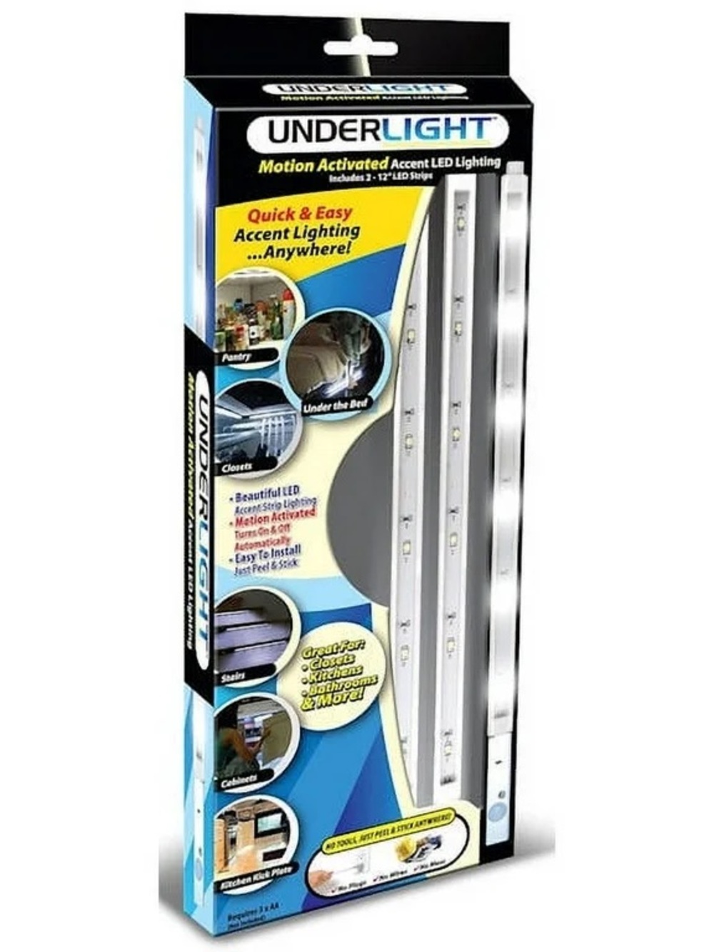 Underlight - Wireless Motion Activated Accent Lighting, 2-Pack, 12" LED Strips